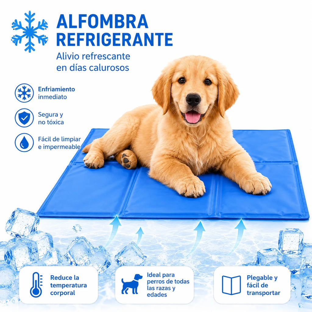 Alfombra fresca para mascotas, enfriamiento rápido, impermeable y plegable.